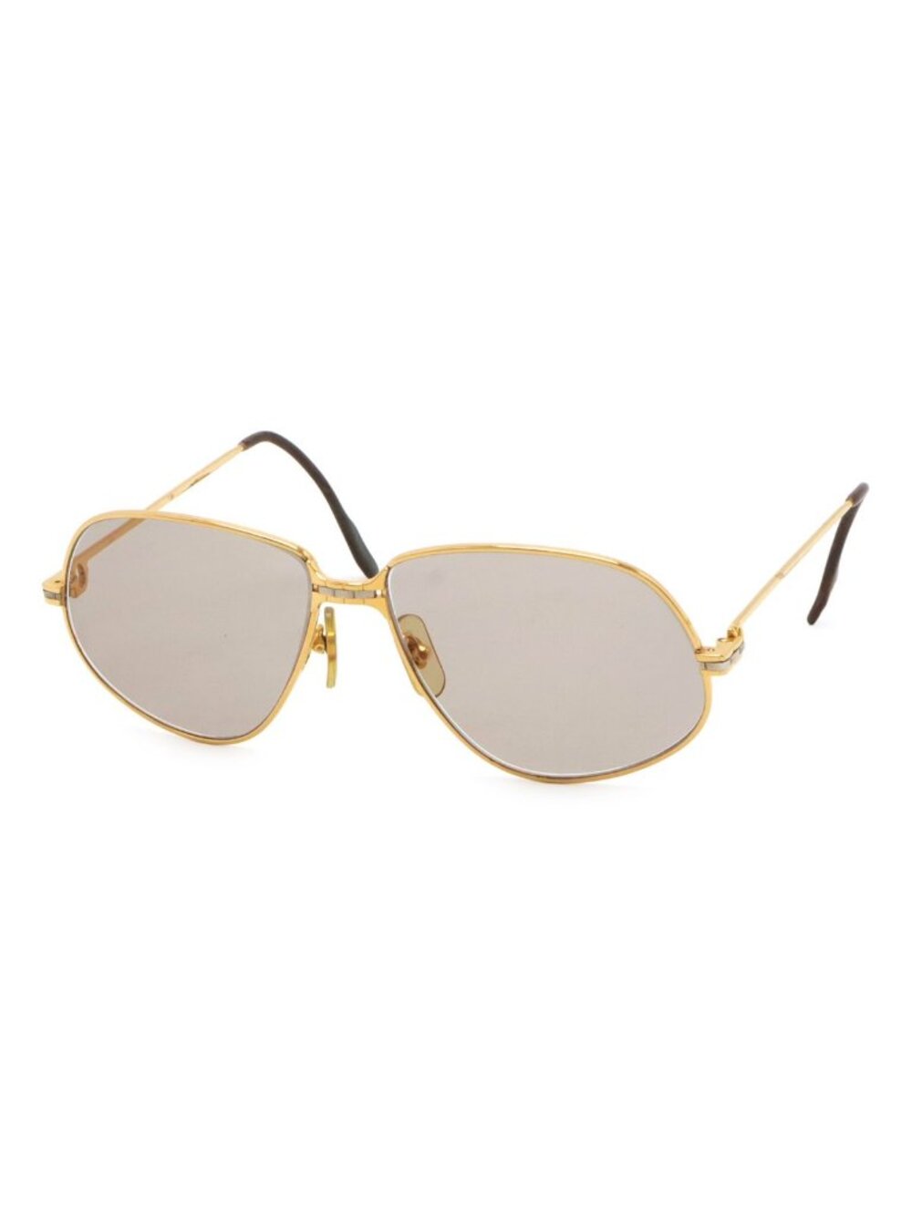 Cartier Maillon Panthere Sunglasses Eyewear Teardrop Brown Lens Gold